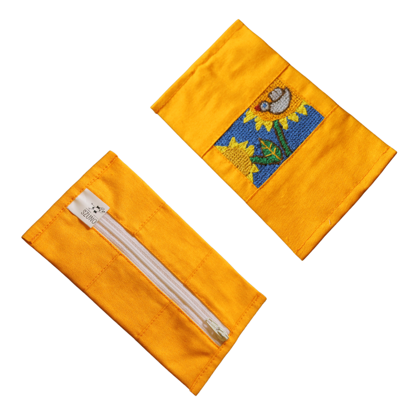 sárga zsebkendőtartó