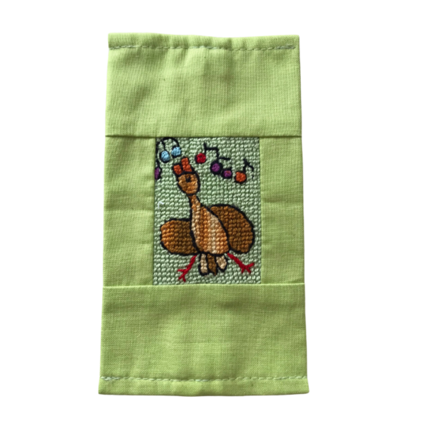 zsebkendőtartó - zöld madár